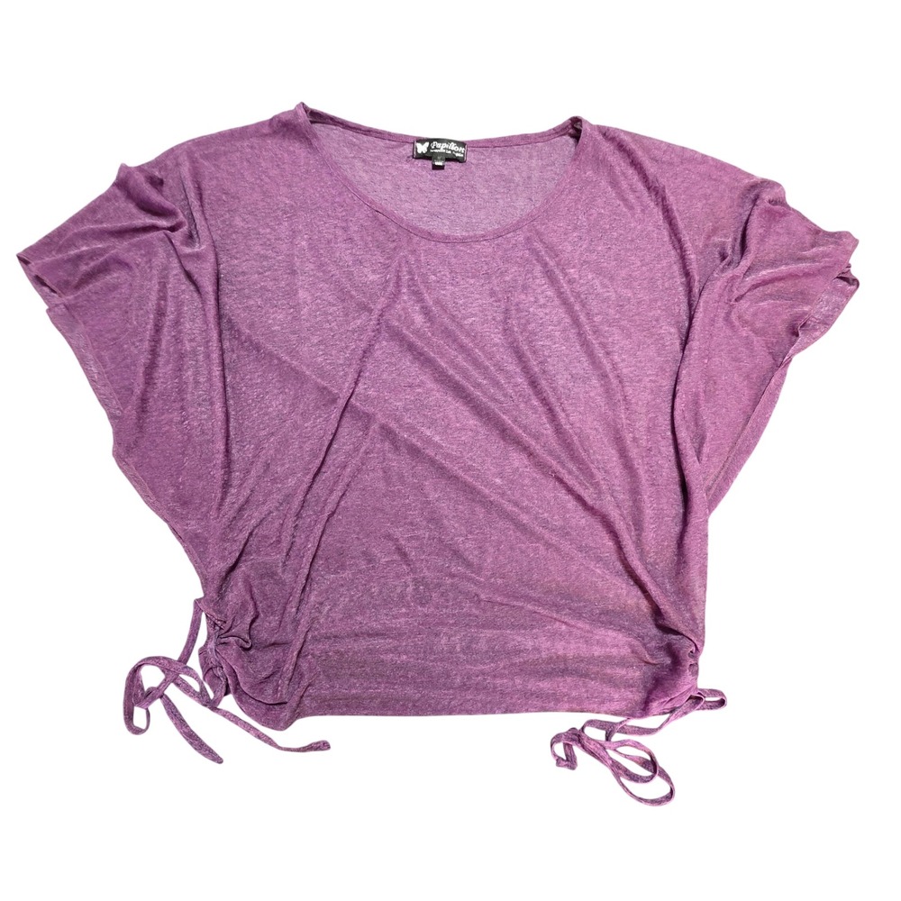 Papillon Purple Dolman Sleeve Drawstring Tunic  Top Women's Size M Y2K Fairycore